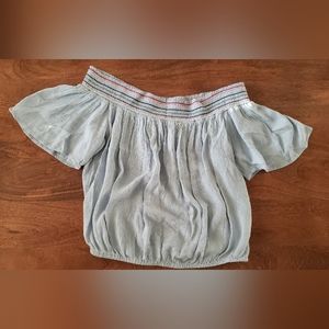 Arizona light blue cropped off-shoulder blouse, NWOT, Never worn